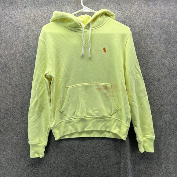 Polo Ralph Lauren Hoodie Womens Small Yellow Pullover Sweatshirt Pony Logo - Picture 1 of 11